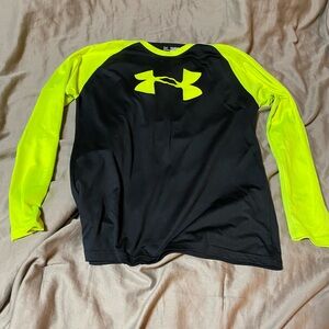 Under Armour Kids Long Sleeve Tee - Black and Neon Yellow